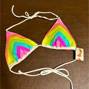 Victorias Secret Swim Sequined Halter Bikini Top. Size Large. BNWT.